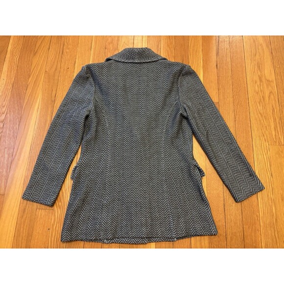 St. John Collection Knit Vintage Blue Black Herringbone Blazer Jacket Size 6 - Picture 6 of 7